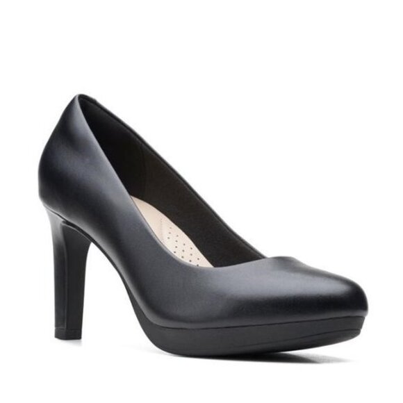 NEW Clarks Womens Ambyr Leather Joy Pump sz 7 black - Picture 2 of 4